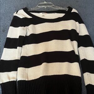 Route 66 Black & White Wide-Striped Scoop Neck Sweater